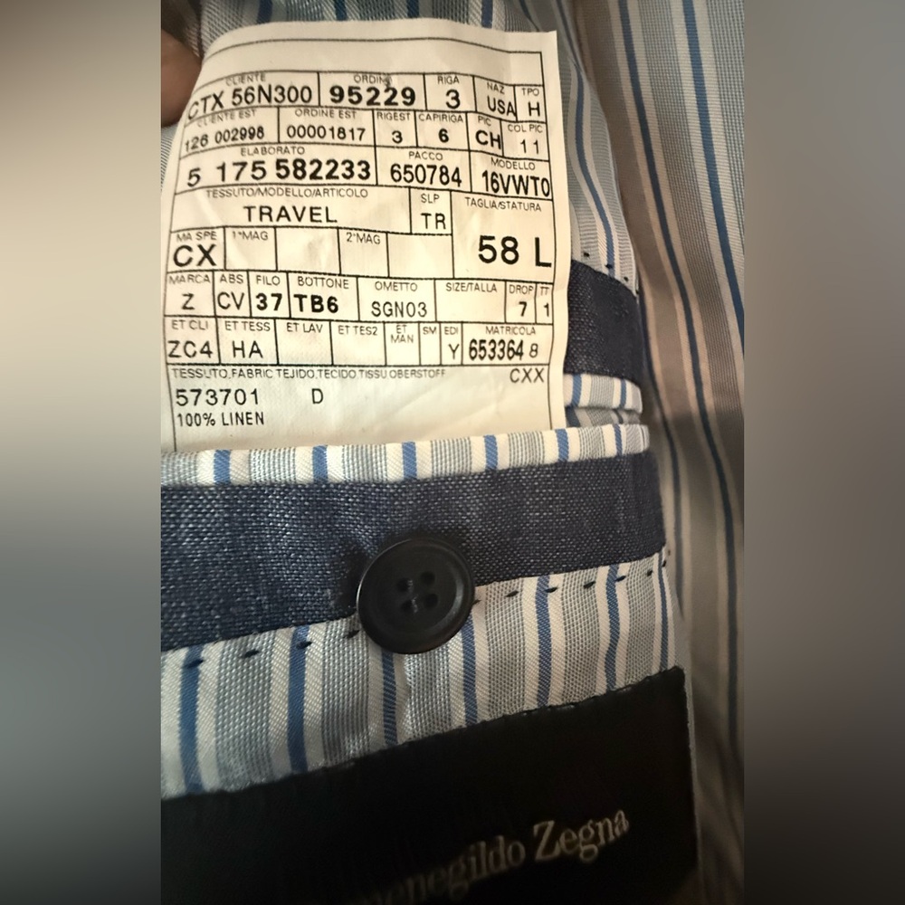 ZEGNA Men’s Linen Blazer - US Size 48 Long - Picture 3 of 12